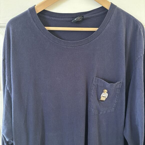 Vintage Polo Ralph Lauren Shirt Mens XL Blue Teddy Bear Long Sleeve Tee Designer - Picture 5 of 10